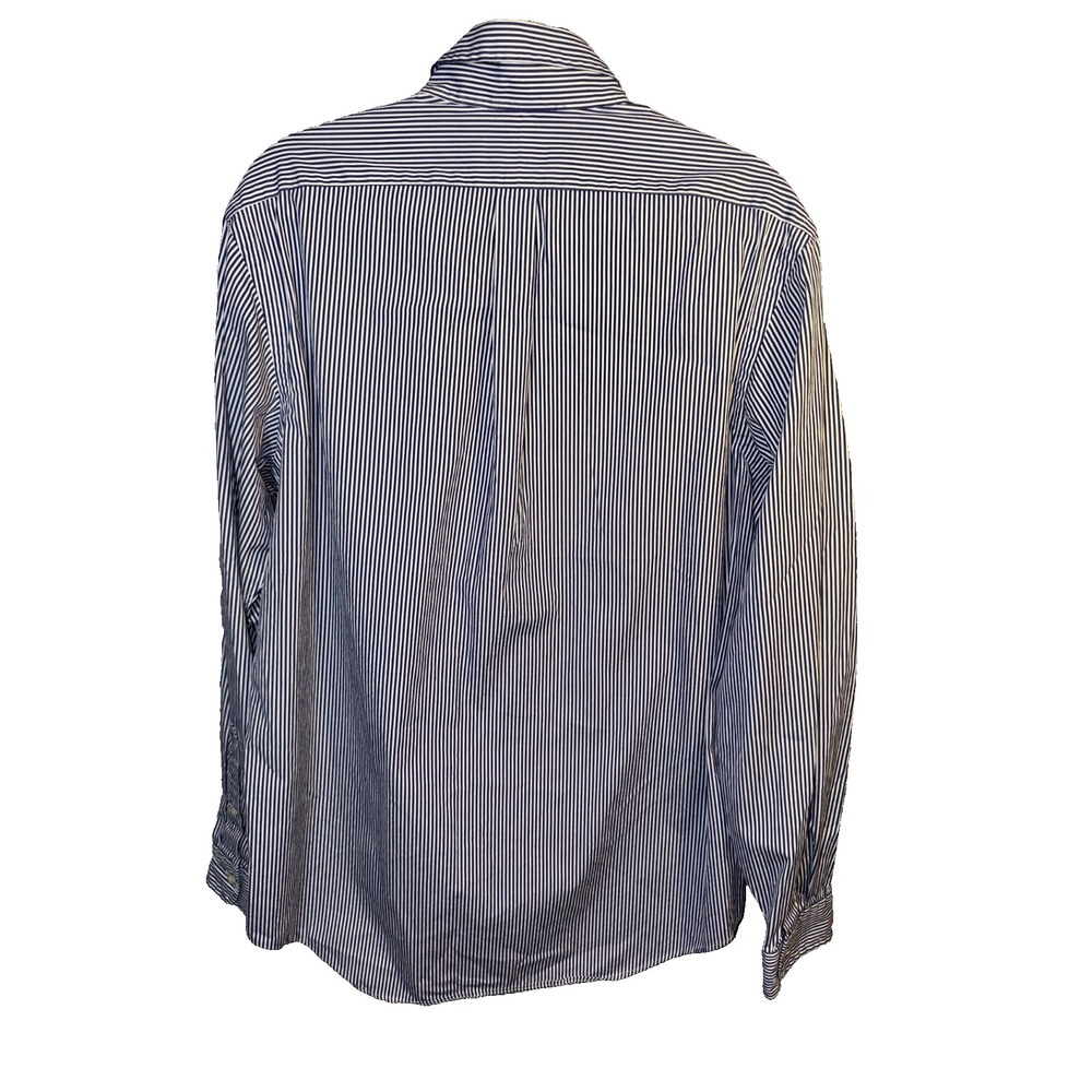 Polo Ralph Lauren Men's Sz M Blue Striped Oxford Custom Fit Button Down Red Pony - Picture 7 of 8